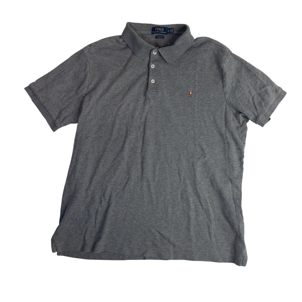 Polo Ralph Lauren Short Sleeve Grey Polo Shirt Flesh Pony Mens L